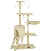 PawHut Kratzbaum 134 cm hoch Katzenbaum mit Höhle, 4 Spielzeuge Sisalstämme