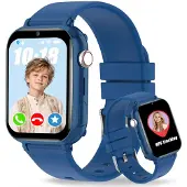 Ruopoem 4G Smartwatch Kinder GPS Videoanruf SOS Familien-Gruppenchat Blau