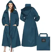 Merkloos Langer Regenmantel für Damen – wasserdicht – in marineblau