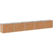 Syfax Hochbeet im Garten Holz Braun 400 x 40 x 55 cm Verzinkter Stahl