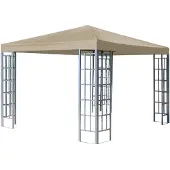 Selius Pavillon-Partyzeltt – 3 x 3 Meter, Beige Polyester-Dach, Beschichtetes Stahlgestell, Wasserabweisend