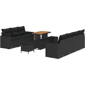 Selius Modulares Lounge-Set, 7 Sitzplätze, Poly-Rattan, Schwarz – Gartenmöbel für den Außenbereich