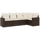 Selius Loungeset, 5-teilig, braun, aus Poly-Rattan – 5 Sitzplätze