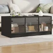 Merkloos Schwarzer Couchtisch mit Glastüren und Stauraum