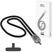 Wisam Ecobox 2-in-1 Kabel Typ-C - Typ-C 240W 1,2m Nackenkordel Schwarz