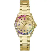 GUESS Damen Armbanduhr Work Life Opaline gold, mehrfarbig 34 mm GW0475L3