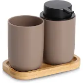 Zeller Present Bad-Accessoires-Set Kunststoff Bambus 3-teilig