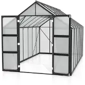Vitavia Gewächshaus "Domus 11500", schwarz, B:257cm H:253,9cm T:449cm, Gewächshäuser, Gewächshaus, mit Doppelschwingtüren und bodentiefer Türschwelle, 4 mm Hohlkammer