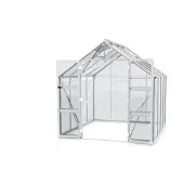 Vitavia Gewächshaus "Domus 6700", silber (silberfarben), B:257cm H:253,9cm T:263cm, Gewächshäuser, Gewächshaus, Doppelschwingtüren und bodentiefer Türschwelle, 3 mm Sicherheitsglas