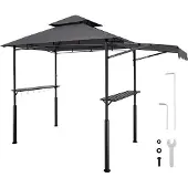 Selius Grillpavillon – 2430 x 1500 x 2500 mm – Zweischichtiges Satteldach – Stahlrahmen – Dunkelgrau