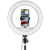 Hama LED-Ringleuchte SpotLight Steady 120 III, Ringlicht-Stativ für Handy, 12