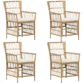 Syfax Gartenstühle 4 stk. Natur PE Rattan, Stahl und Polyesterstoff
