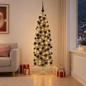 Syfax Künstlicher schmaler Weihnachtsbaum mit Weihnachtskugel 180 cm