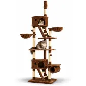 Belviona XXL-Kratzbaum mit Deckenspanner, Spiel & Krallenpflege in Perfektion, 230-250 cm Höhe, braun