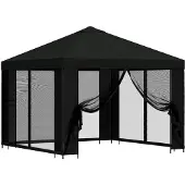 vidaXL Garten Pavillon mit Seitenwänden 3 x 3 m Schwarz