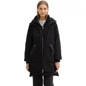 Tom Tailor DENIM Damen Wasserabweisender Winterparka, schwarz, Uni, Gr. XXL