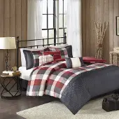 OEM Bettwäsche-Set König 104x92 Zoll, Rot, Polyester, 7-teilig