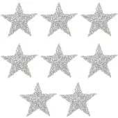 OEM 8 Stern-Aufbügler, Strass, 8 cm, silber, für Kleidung & DIY
