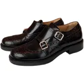 Merkloos Elegante, zweifarbige Monk-Schuhe mit niedrigem Blockabsatz