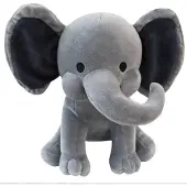 Merkloos Grauer Elefant-Plüschtier – Kawaii-Plüschtier für Kinder, 25 cm