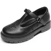 Merkloos Mary Jane Schuhe für Mädchen – Riemchensandalen mit Sterndruck – Schwarz