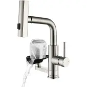Dripio Ausziehbare Küchenarmatur mit Glasreiniger, 3 Strahlarten