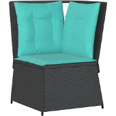 vidaXL Garten-Ecksofa mit Kissen Schwarz Poly-Rattan