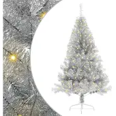 vidaXL Künstlicher vorbeleuchteter Weihnachtsbaum Silber 120 cm PET
