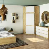 RAUMHIRSCH FURNITURE Funktionaler Eckkleiderschrank mit Aufsatz, 9 Fächern und 6 Türen
