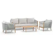 4 Jahreszeiten Gartenmöbel Sessel-Sofa Lounge-Set Es Vedra | 3-Sitzer | Teakholz