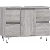 vidaXL Badschrank Grau Sonoma 80x33x60 cm Holzwerkstoff