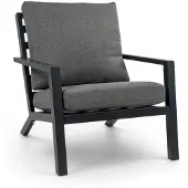 4 Jahreszeiten Gartenmöbel Lounge-Sessel Bezano | Mattschwarz / Grau | Aluminium | 2er Set