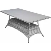 4 Jahreszeiten Gartenmöbel Gartentisch Dublin 180 x 90 cm | Aschgrau | Polyrattan & Keramik