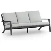 4 Jahreszeiten Gartenmöbel 3-Sitzer Lounge-Sofa | Bezano | Mattschwarz / Creme | Aluminium