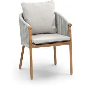 4 Jahreszeiten Gartenmöbel Dining-Gartenstuhl Es Vedra | Teakholz & Rope | Creme | 2er Set