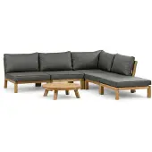 4 Jahreszeiten Gartenmöbel Eck-Lounge-Set Kent | 6-teilig | Grey | Akazienholz