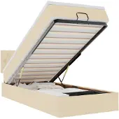 vidaXL Ottoman-Bett mit Matratze & LEDs Creme 100x200 cm Stoff