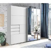 Wimex Schwebetürenschrank "Oldenburg, Kleiderschrank mit Spiegel in weiß, 3 Schubladen", weiß (weiß, spiegel), B:180cm H:198cm T:64cm, Holzwerkstoff, Schränke, Schwebetürenschrank, mit Spiegel