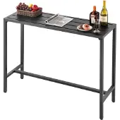 Vevor Bartisch, 1200 x 375 x 980 mm, Bistrotisch, Stehtisch mit Metallgestell, rechteckige Esstische, Küchentisch, Tresentisch, Partytisch, Gartenmöbel für Balkon, Garten, Poolrand