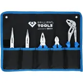 BRILLIANT TOOLS Zangen-Set, 5-teilig, in Rolltasche