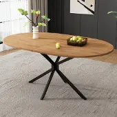 Ninkear Esstisch 120x80x75,5cm, Metallbeine, oval, 4-6 Personen, Natur (Natural)