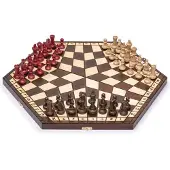 OEM Schachspiel für 3 Spieler, 54 cm, sechseckig, Holz, handgefertigt