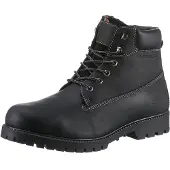 Dockers by Gerli Winterboots BY GERLI, Herren, Gr. 46, Warmfutter, schwarz, Leder, Schuhe Winterboots, Workerboots, Schnürstiefel mit Blockabsatz