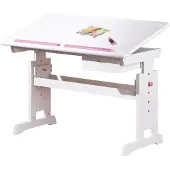 OEM Schreibtisch massiv Kiefer weiß-rosa höhenverstellbar kippbar