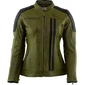 Rusty Stitches Alice Damen Motorrad Lederjacke, grün/schwarz, 42
