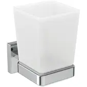 Ideal standard IOM Cube Zahnputzbecher, satiniertes Glas, chrom, E2204AA