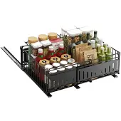 OEM Küchenregal, verstellbares Auszieh-Design, langlebige Stahlkonstruktion, Schwarz-a, 2Stück-a