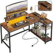 OEM L-förmiger Computertisch, Holzmaserung, braun, 132 cm