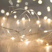 SURIGHT Lichterkette mit 200 Micro-LEDs auf silbernem Draht – Warmweiß – Strombetrieb