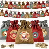 OEM Adventskalender zum Befüllen, 24 Jutebeutel, rot